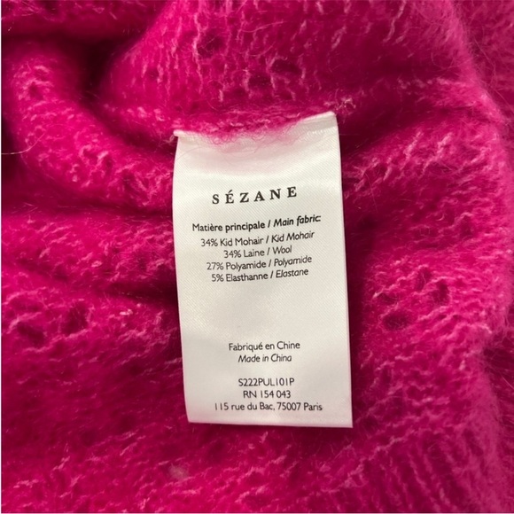 Sezane Come Jumper bright pink fuchsia Size Small - Picture 6 of 7